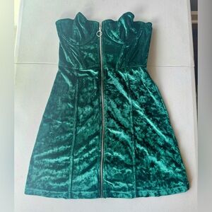 UO Emerald Green Strapless Velvet Dress
